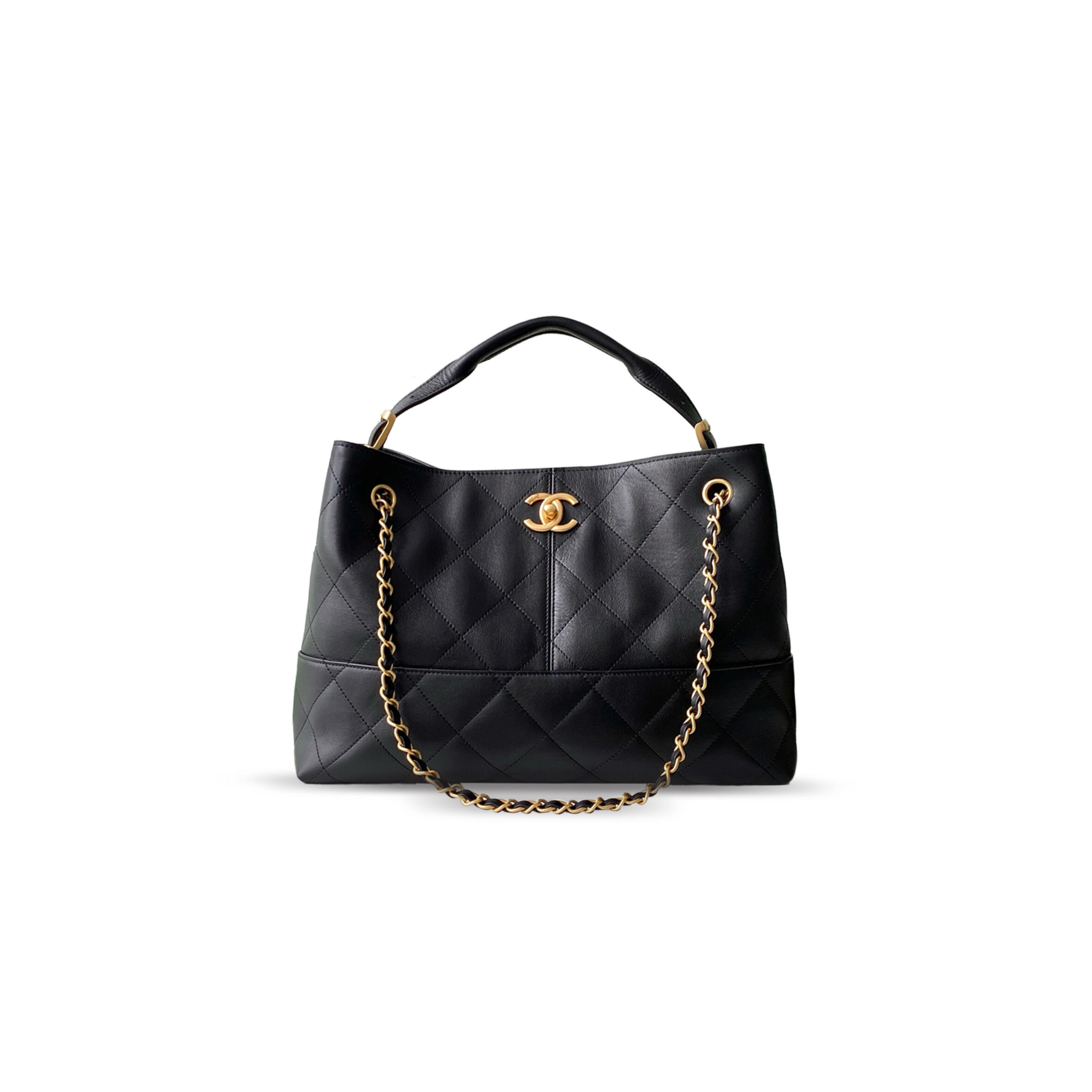 CHANEL SHOPPING BAG CALFSKIN & GOLD-TONE METAL BLACK AS5634 (36*24*12cm)