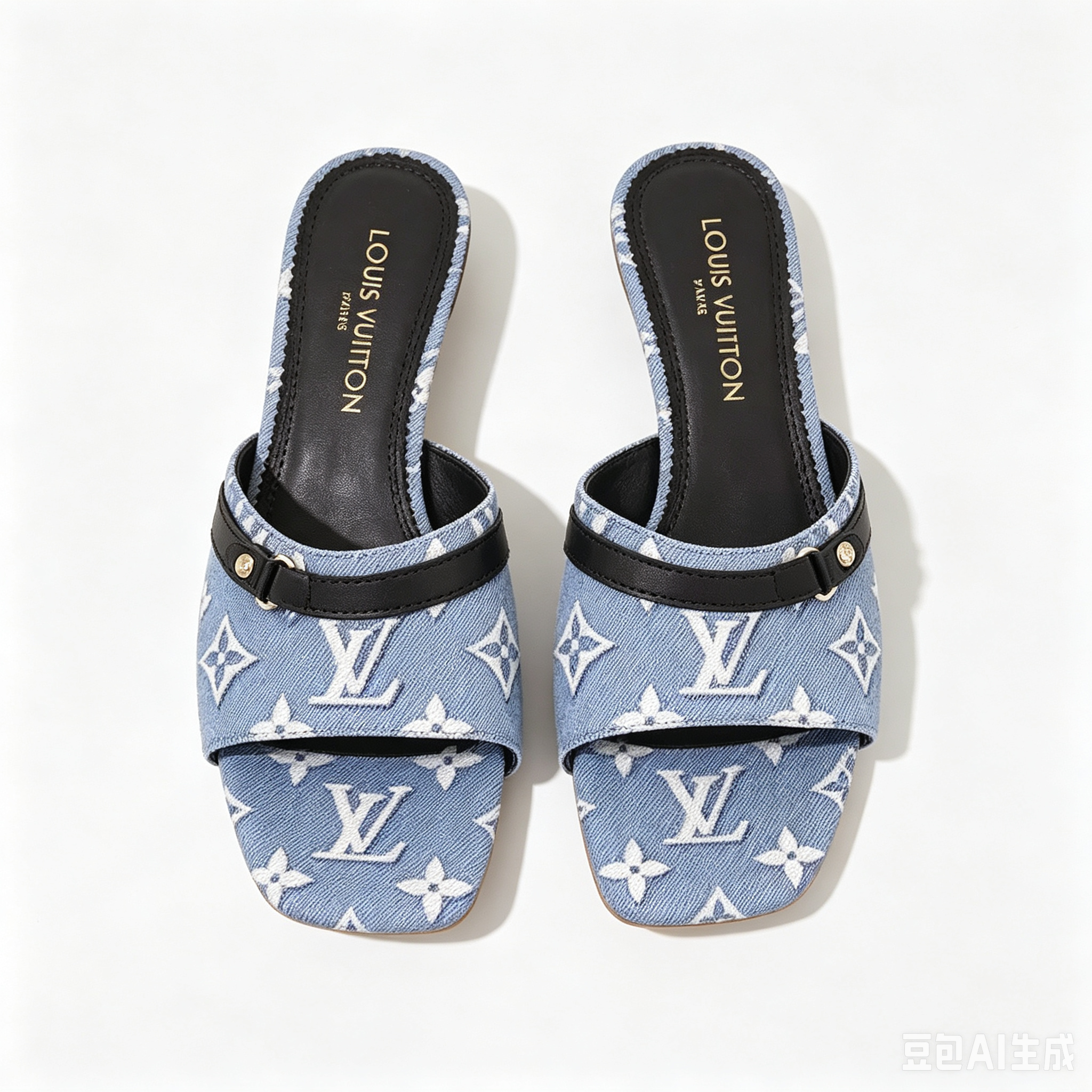 LV Denim Monogram Slide Sandals