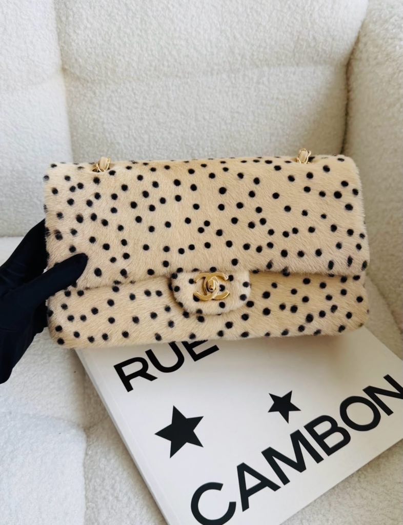 Chanel Classic Flap Bag 26A Mink Fur Polka Dot A01112(25*16 *9 cm) - Image 2