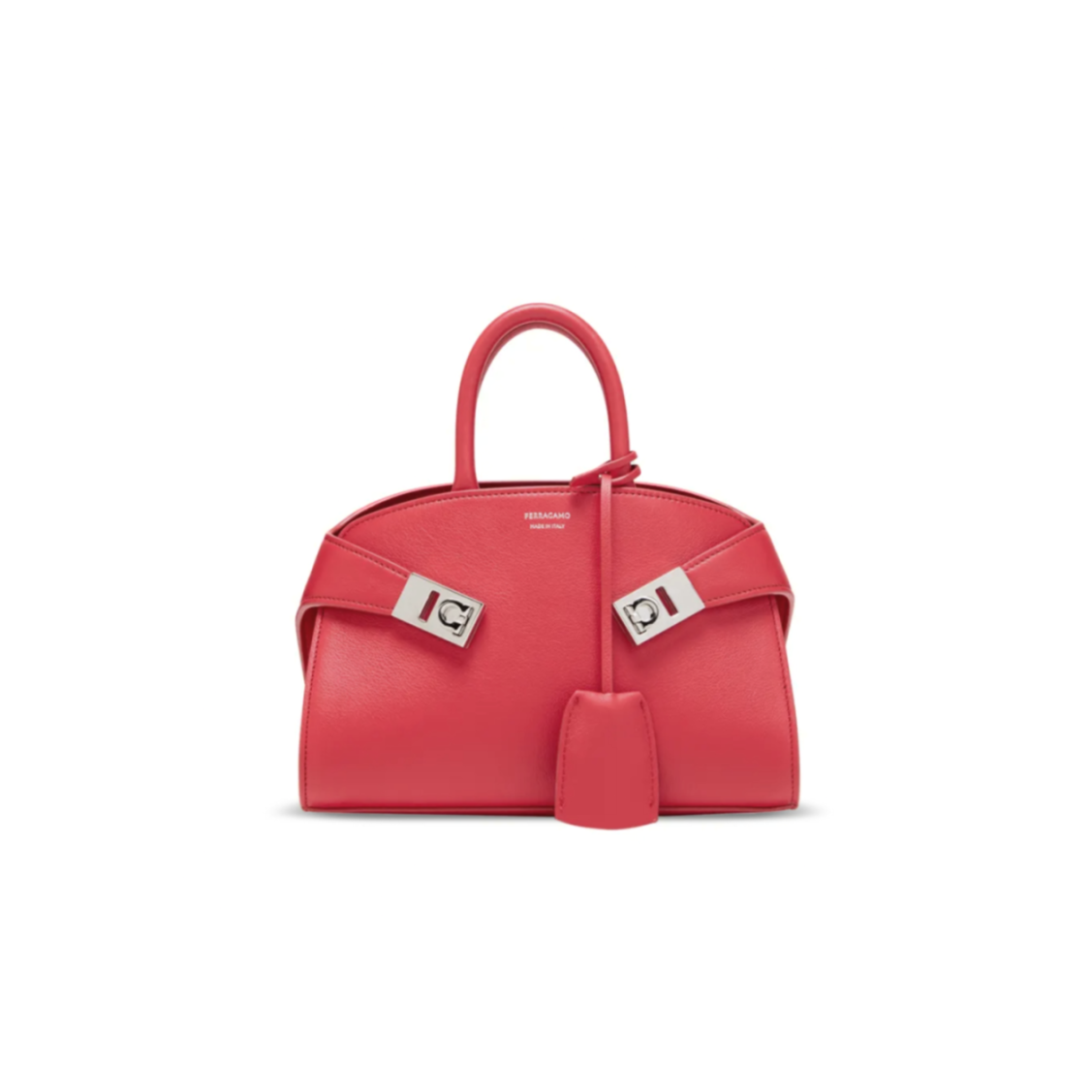 FERRAGAMO HUG BICOLOR HANDBAG (XS) 215975 (22*14*11cm) RED