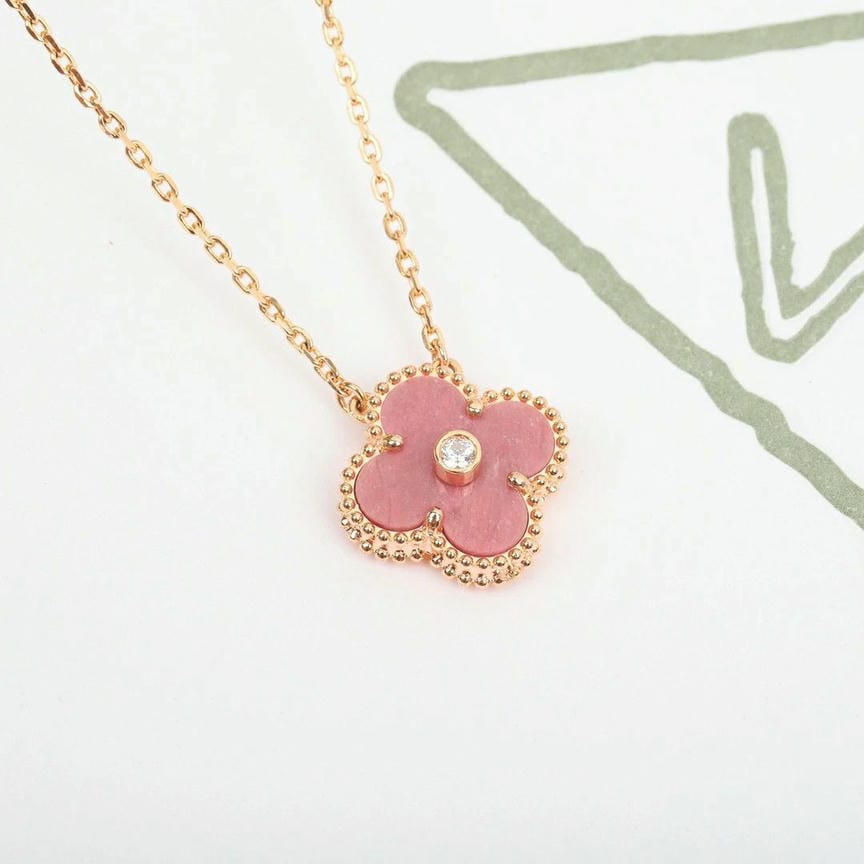 Van Cleef & Arpels VCA alhambra Natural rhodonite Necklace