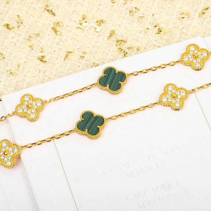 Van Cleef & Arpels VCA alhambra 20 malachite Diamond Necklace - Image 2