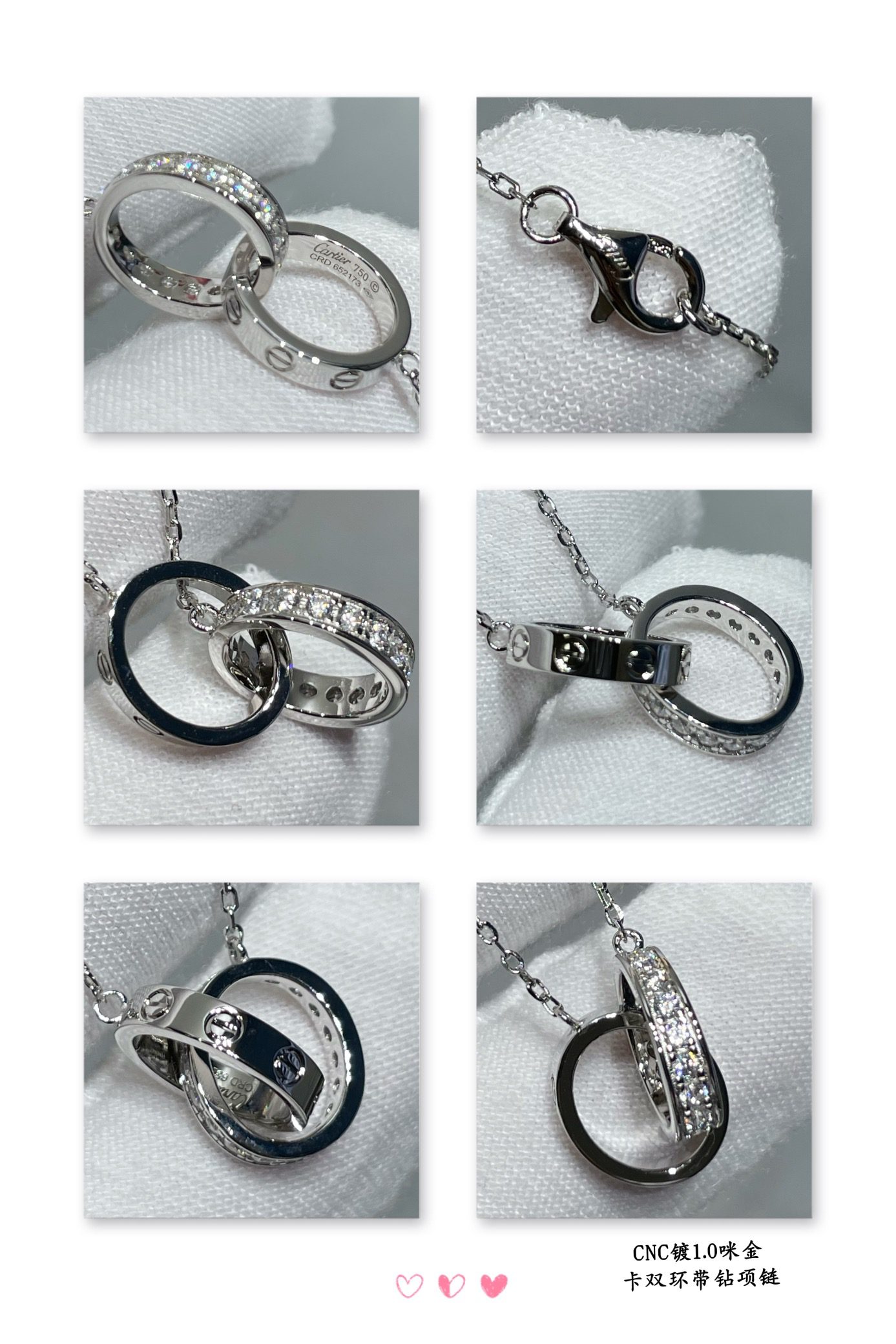Cartier LOVE necklace, pendant, half-paved - Image 6
