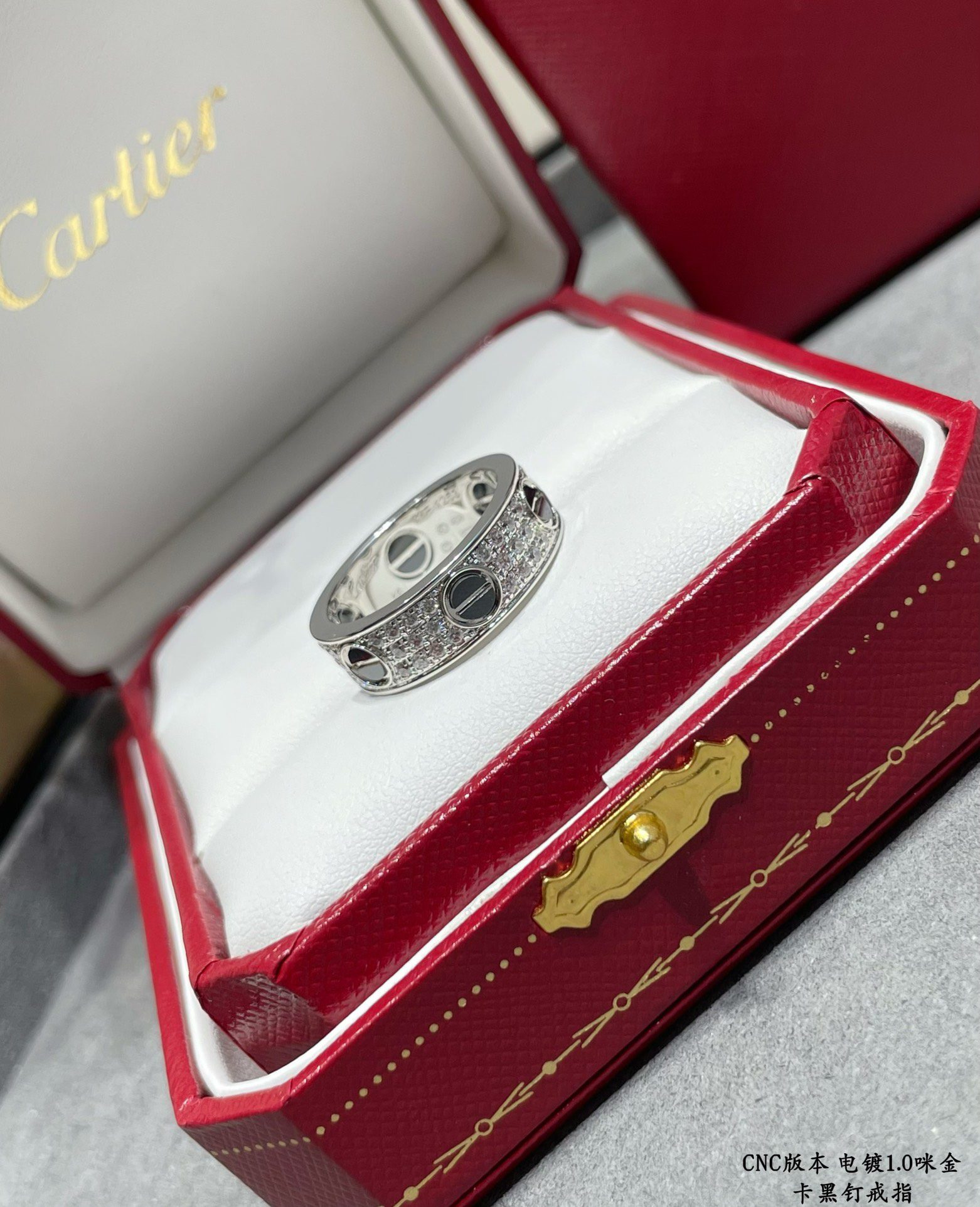 Cartier LOVE ring, classic model, paved, ceramic - Image 2