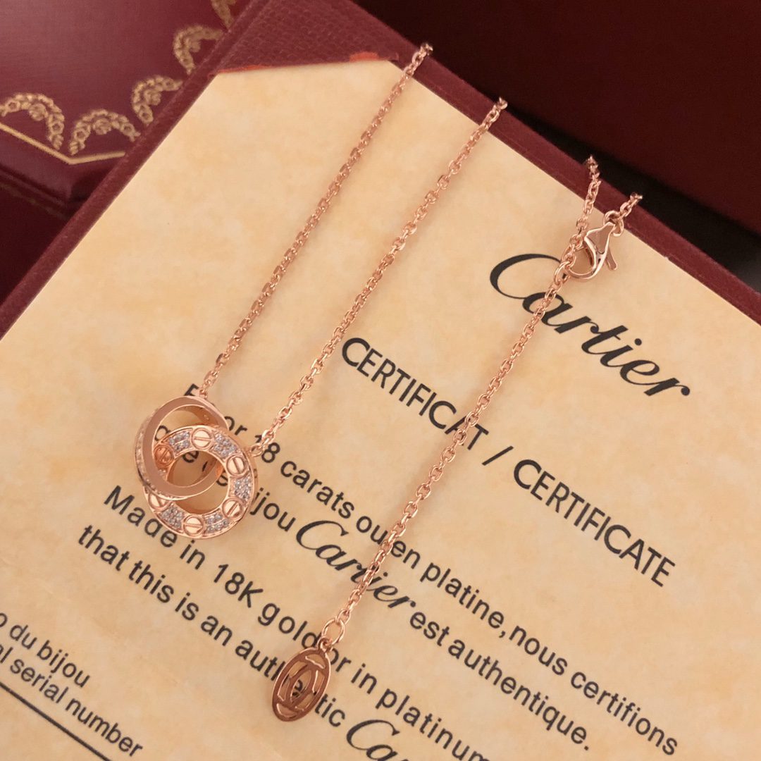 Cartier LOVE necklace, pendant, paved 2 - Image 4