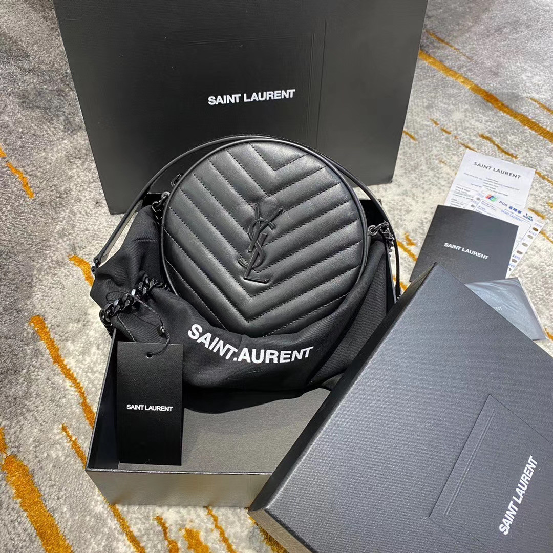 YSL VINYLE ROUND CAMERA BAG IN CHEVRON-QUILTED SMOOTH LEATHER - Handbags - YSL - Luxury Brands Bags - Image 2