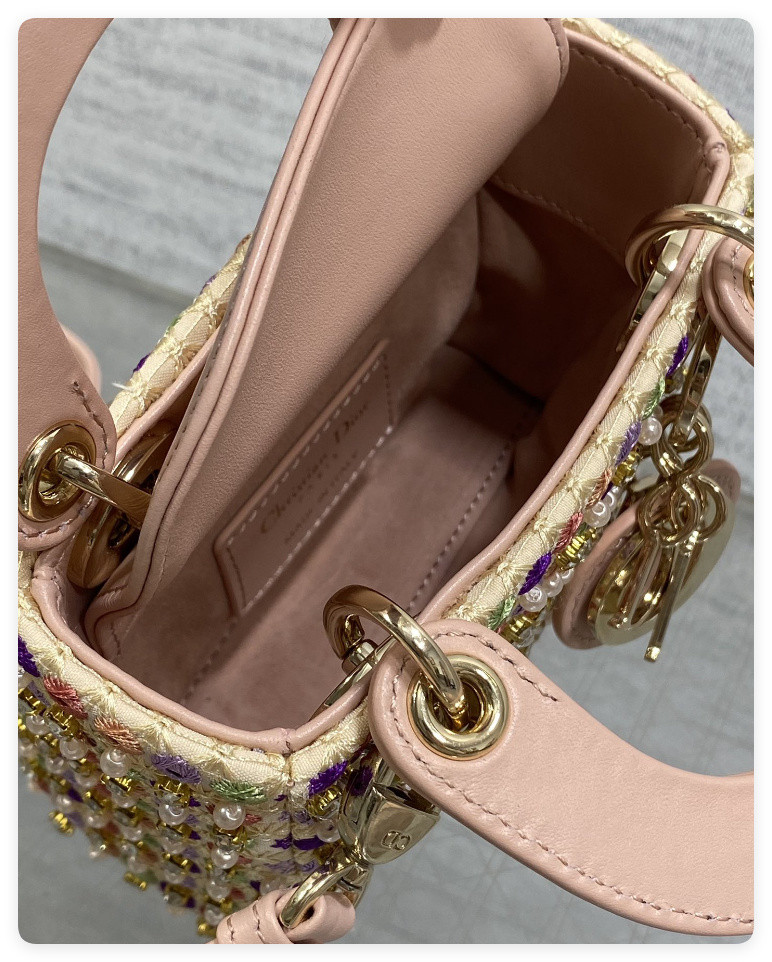DIOR Artistic Limited Edition Three-Gusset Lady Dior Micro Bag with Heavy Bead Embroidery 12x10x5cm - Image 3