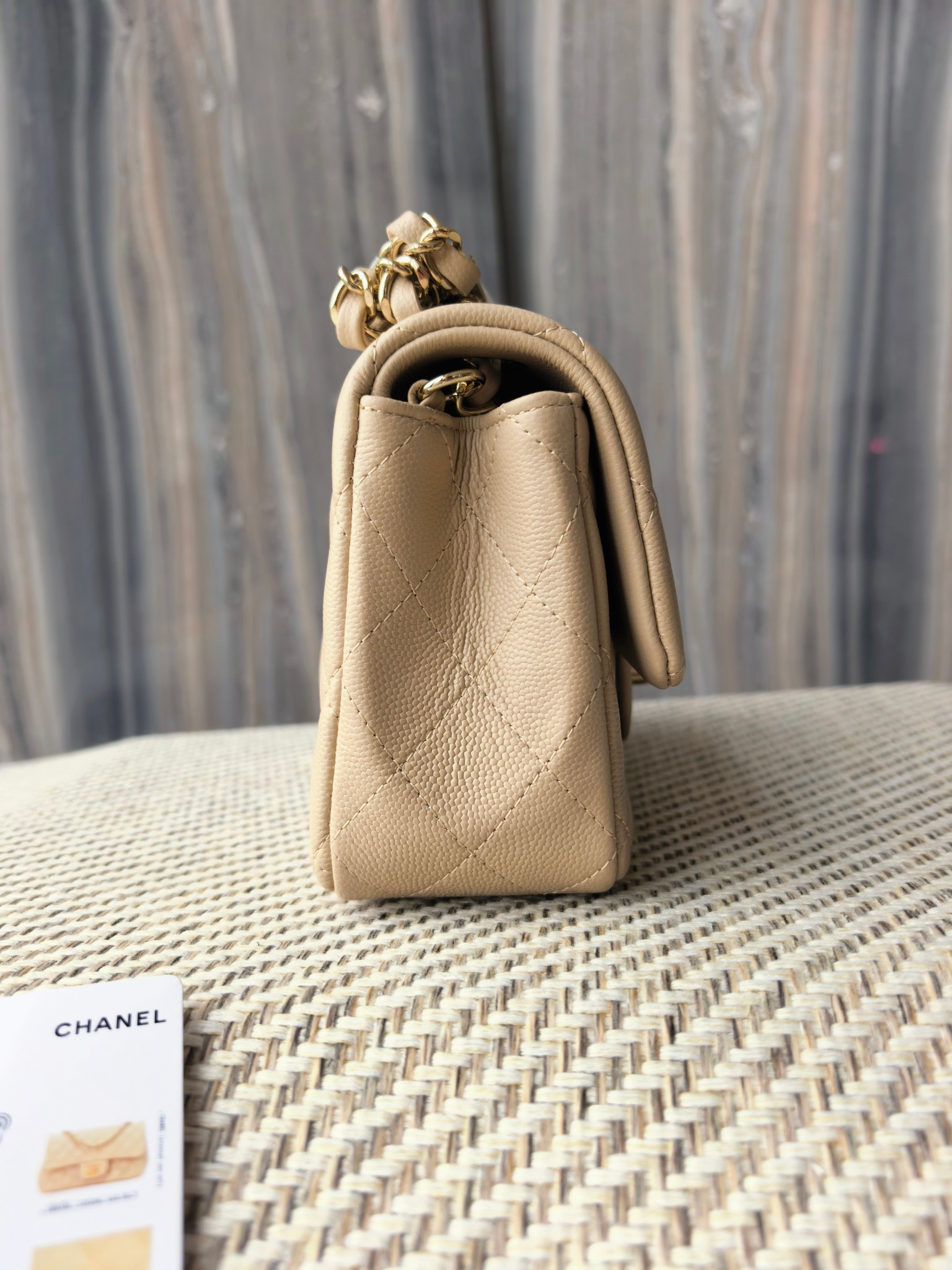 Chanel Mini Flap Bag Milky Tea Color Light Gold Hardware 20x12x6cm - Image 6