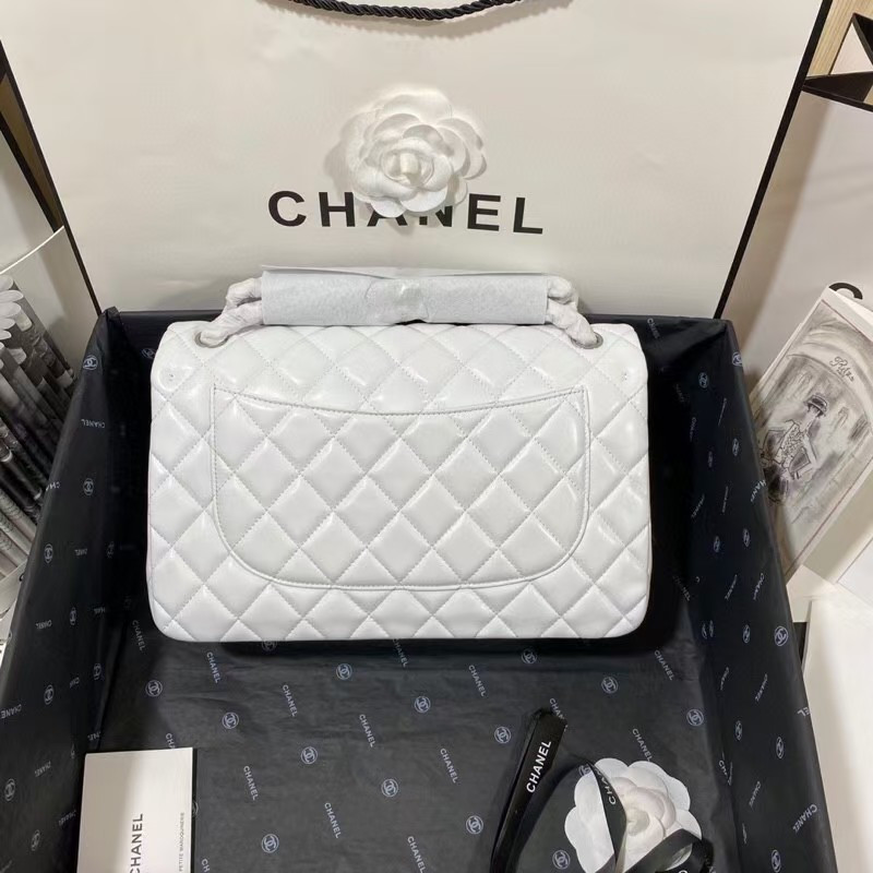 Chanel Classic Flap Jumbo 30cm CF White Gold 7.6 × 11.7 × 3.9 in - Image 7
