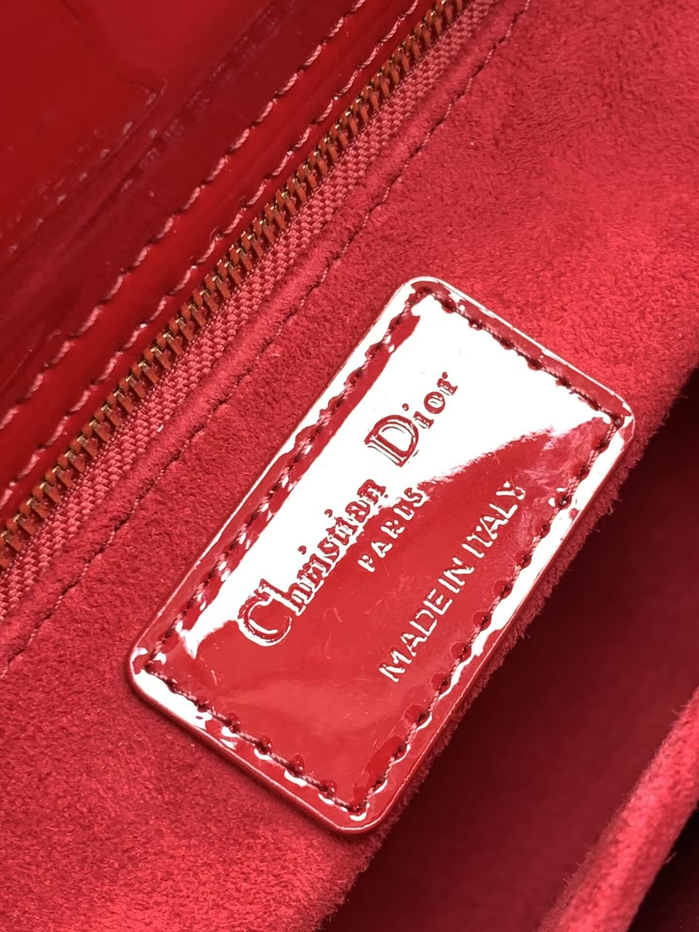 Small Lady Dior My ABCDior Bag Red Patent 8 x 6.5 x 3 inches - Image 8
