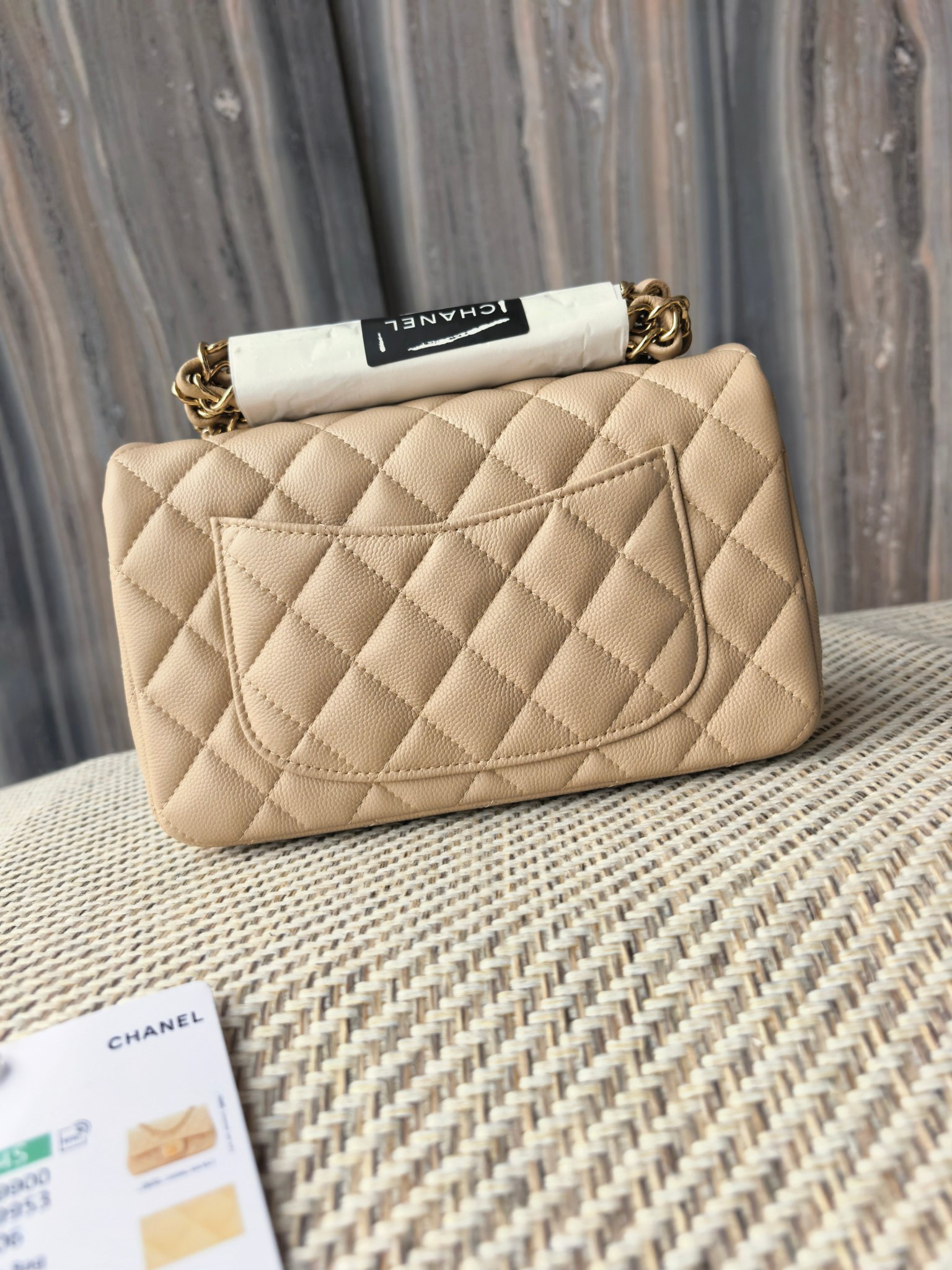 Chanel Mini Flap Bag Milky Tea Color Light Gold Hardware 20x12x6cm - Image 3