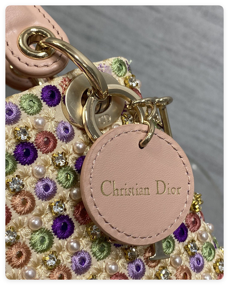 DIOR Artistic Limited Edition Three-Gusset Lady Dior Micro Bag with Heavy Bead Embroidery 12x10x5cm - Image 4