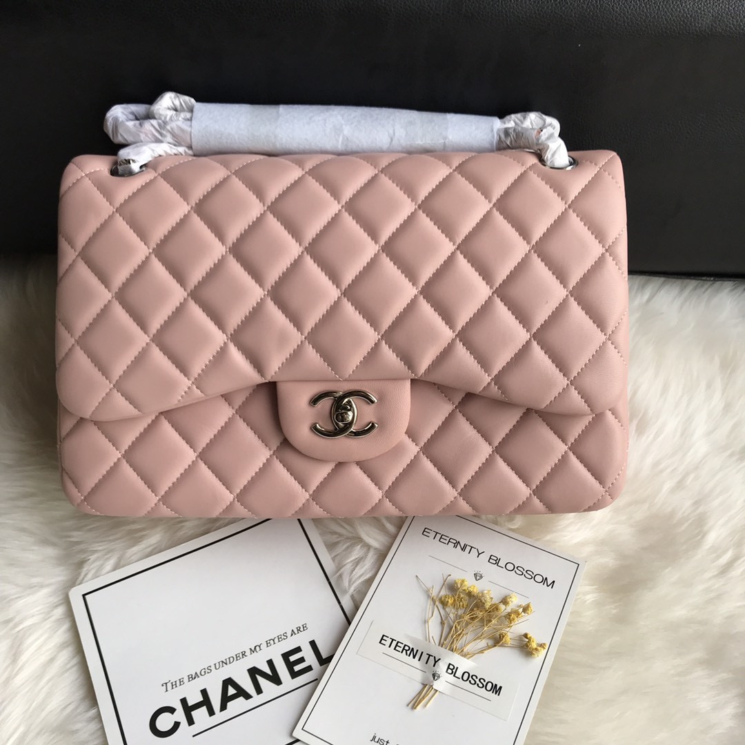 CHANEL CLASSIC FLAP JUMBO 30CM CF PINK SILVER