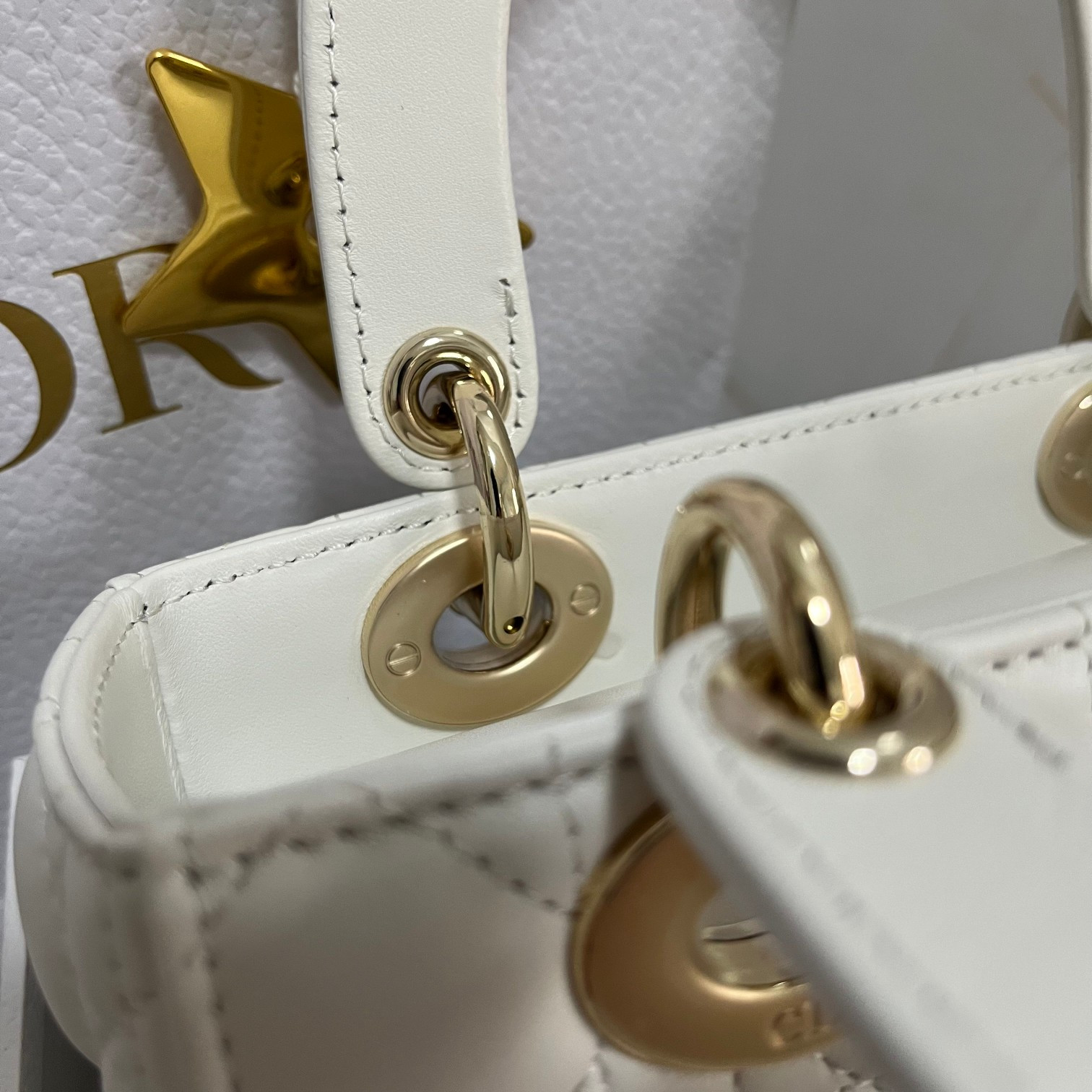 Small Lady Dior My ABCDior Bag White 8 x 6.5 x 3 inches - Image 6