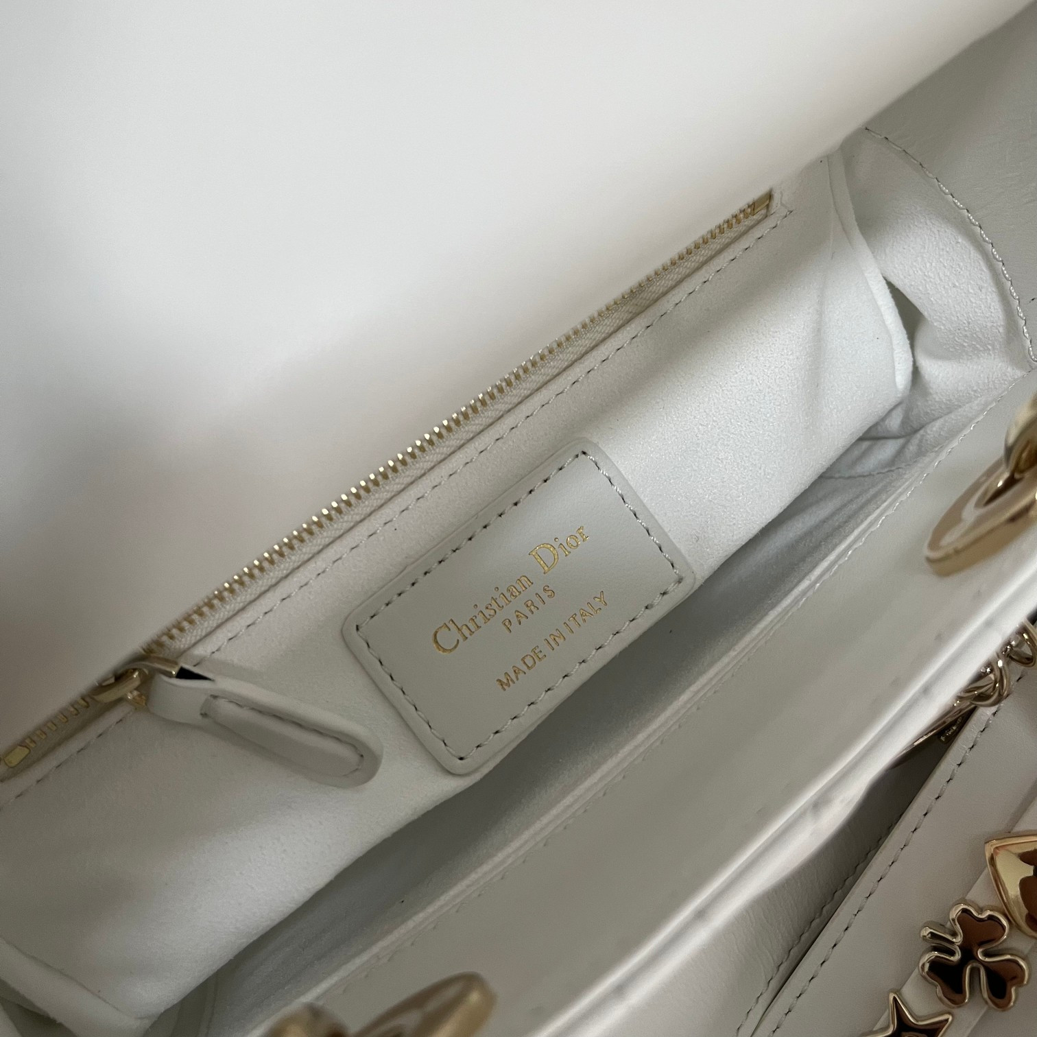 Small Lady Dior My ABCDior Bag White 8 x 6.5 x 3 inches - Image 8