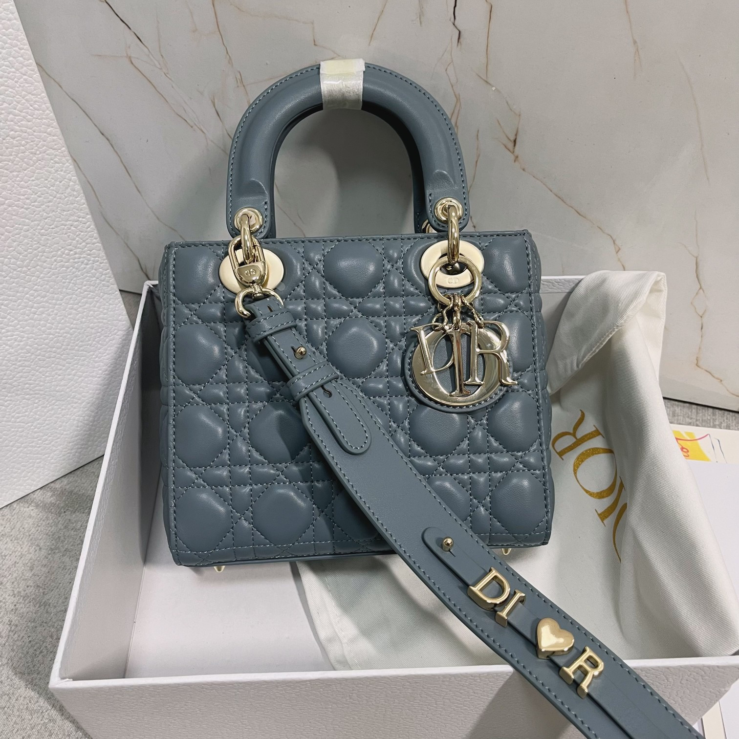 Small Lady Dior My ABCDior Bag Cloud Blue 8 x 6.5 x 3 inches - Image 2