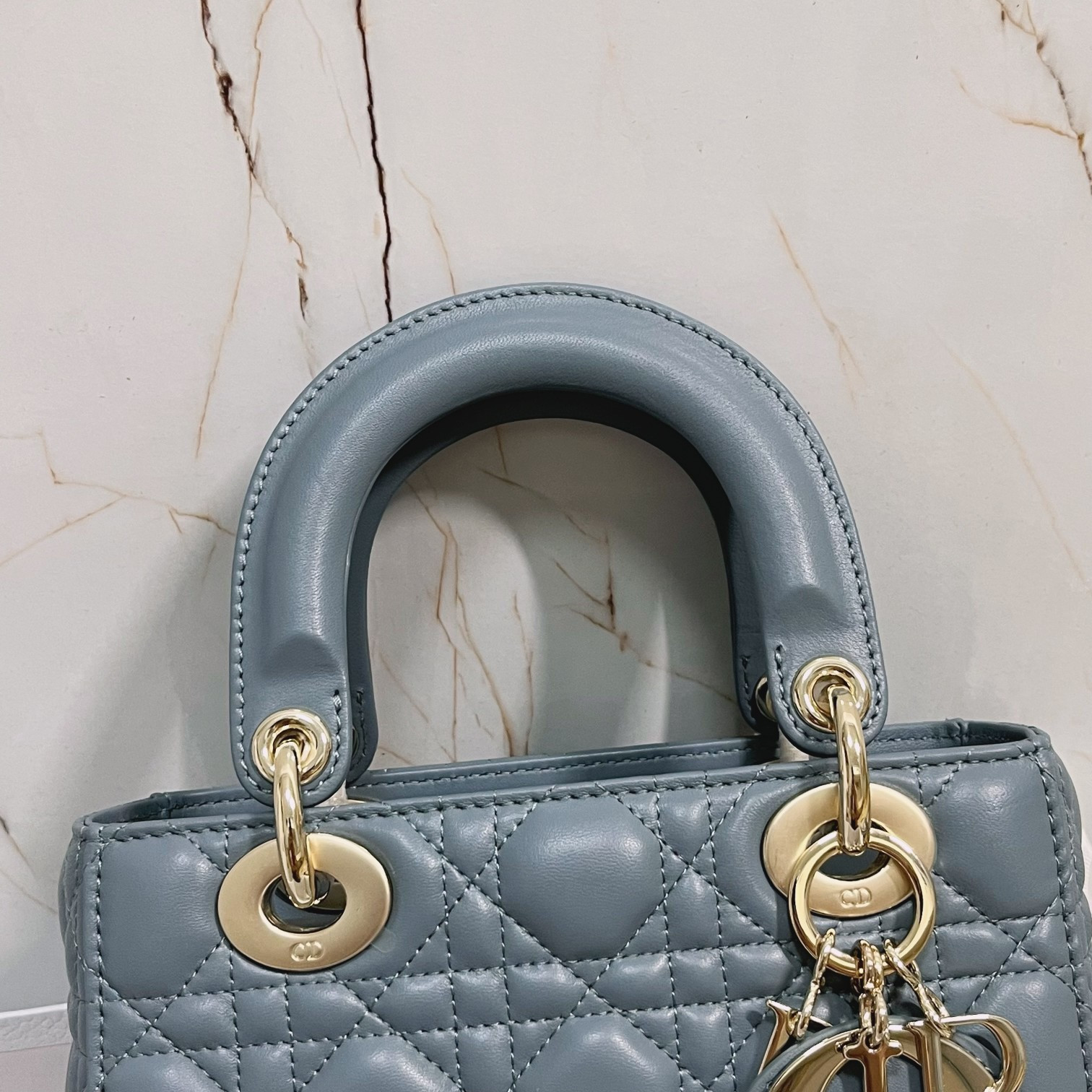 Small Lady Dior My ABCDior Bag Cloud Blue 8 x 6.5 x 3 inches - Image 4