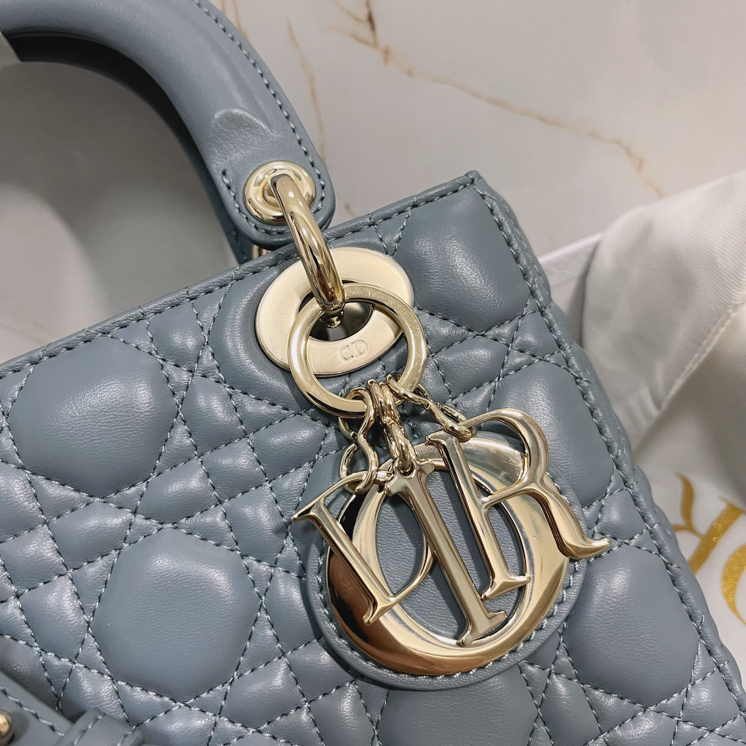 Small Lady Dior My ABCDior Bag Cloud Blue 8 x 6.5 x 3 inches - Image 5