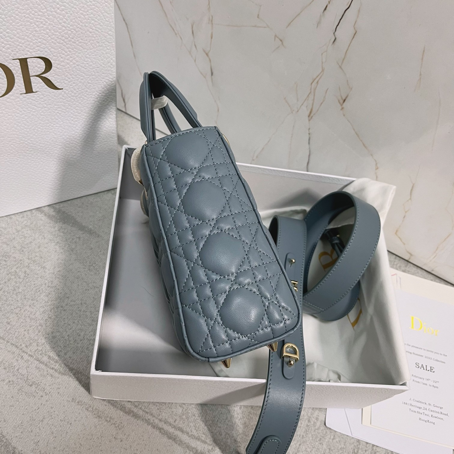 Small Lady Dior My ABCDior Bag Cloud Blue 8 x 6.5 x 3 inches - Image 6
