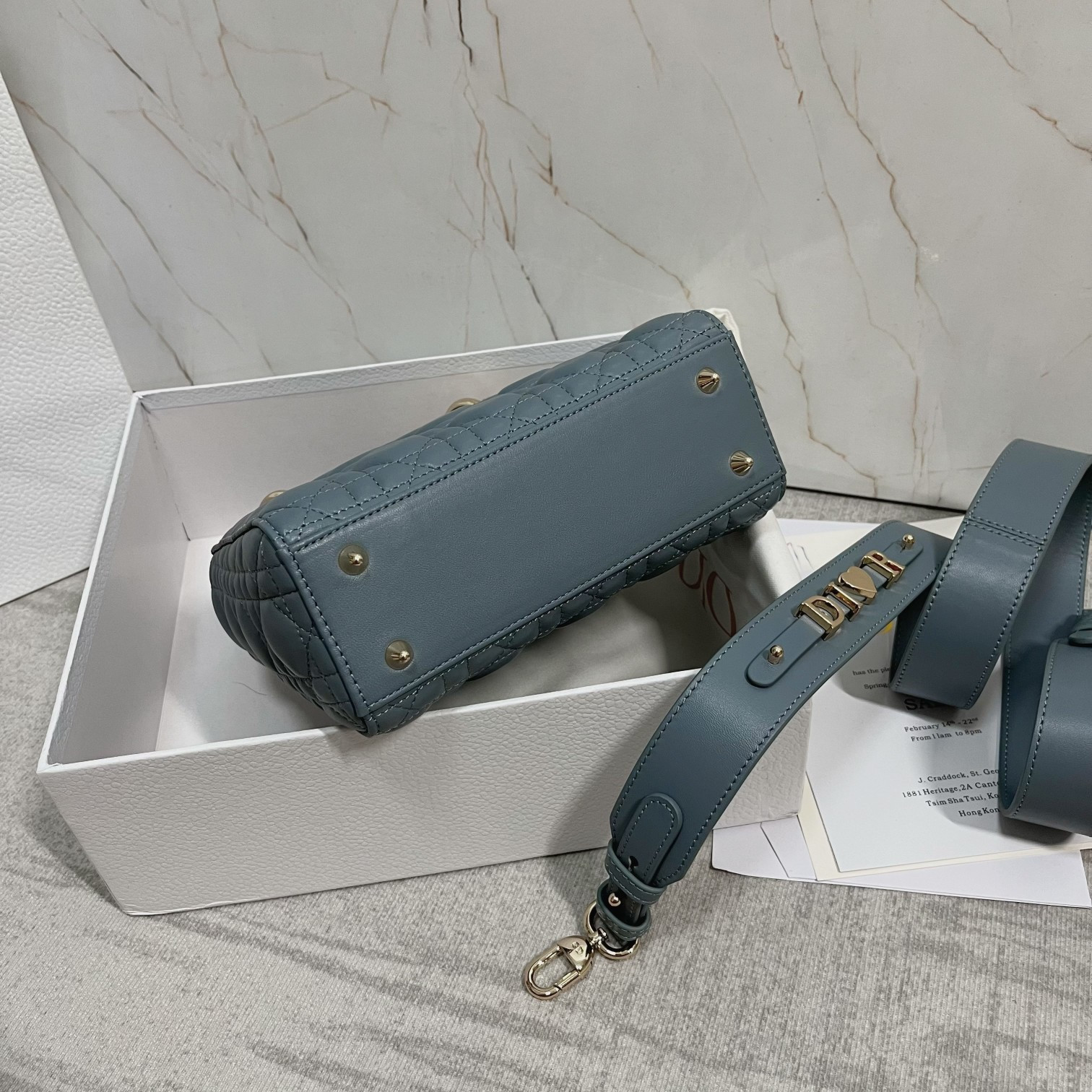 Small Lady Dior My ABCDior Bag Cloud Blue 8 x 6.5 x 3 inches - Image 8