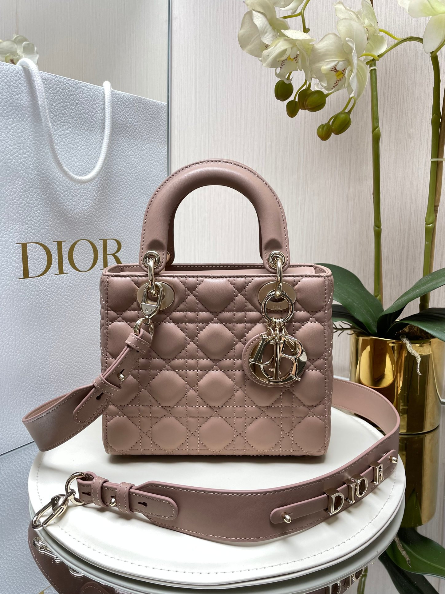 Small Lady Dior My ABCDior Bag Blush 8 x 6.5 x 3 inches - Image 2