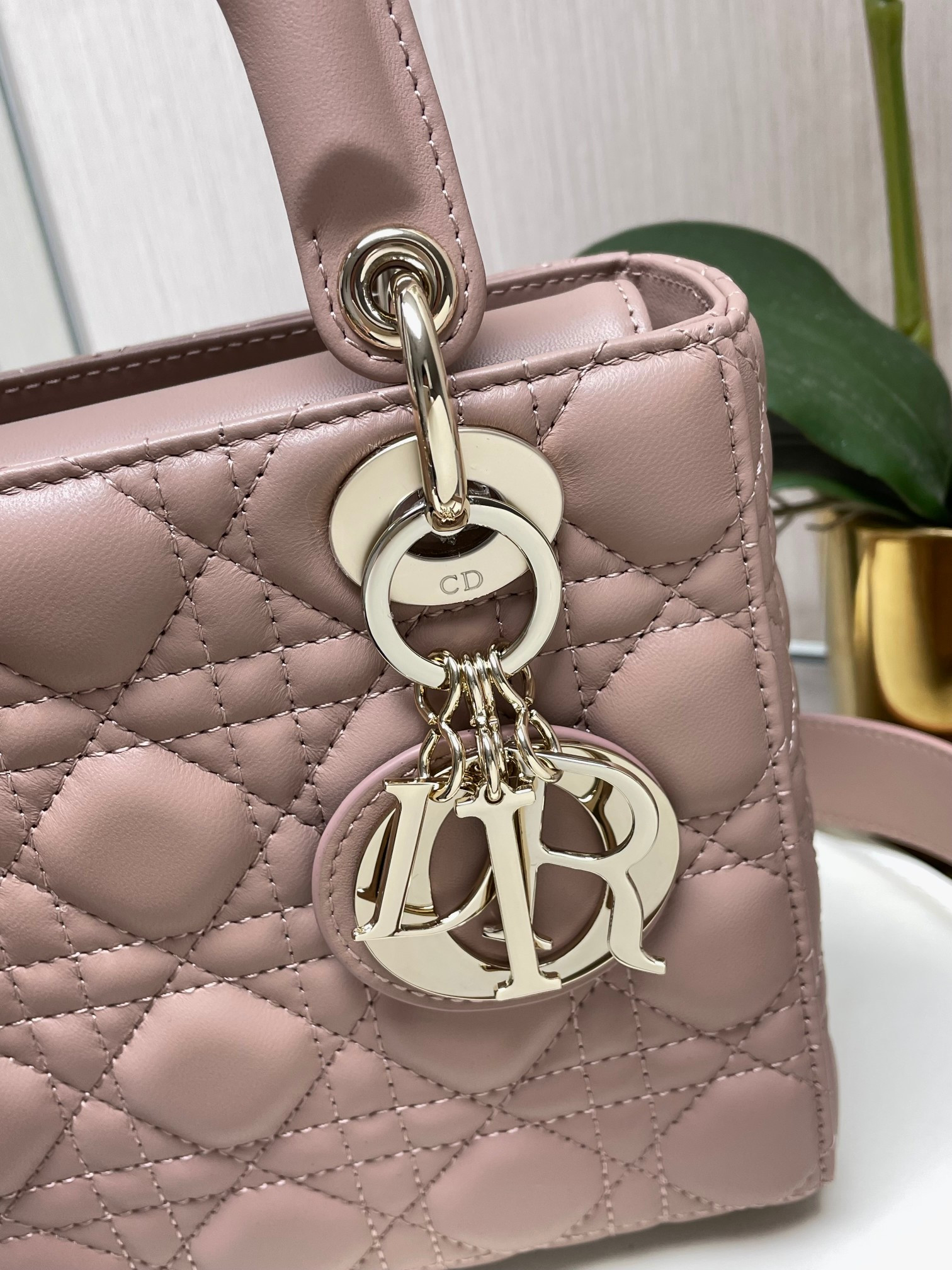 Small Lady Dior My ABCDior Bag Blush 8 x 6.5 x 3 inches - Image 5