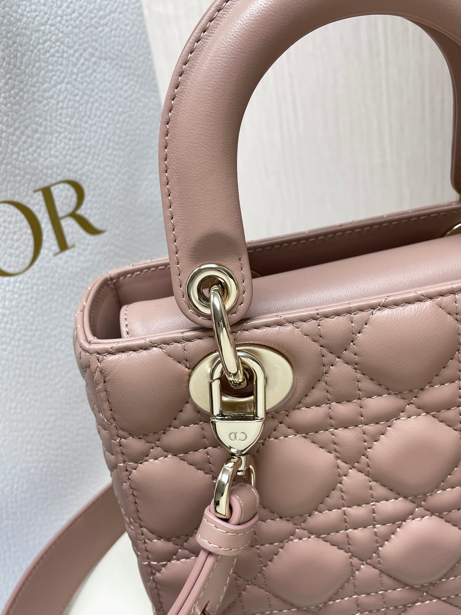Small Lady Dior My ABCDior Bag Blush 8 x 6.5 x 3 inches - Image 6