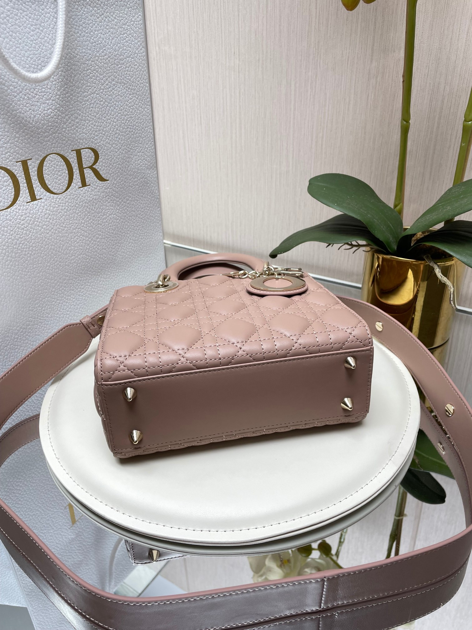 Small Lady Dior My ABCDior Bag Blush 8 x 6.5 x 3 inches - Image 7