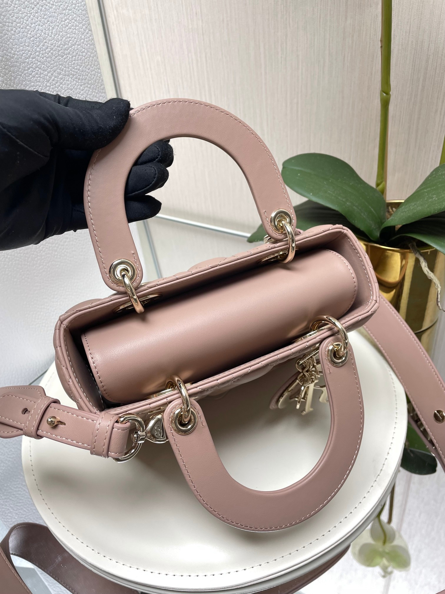 Small Lady Dior My ABCDior Bag Blush 8 x 6.5 x 3 inches - Image 8