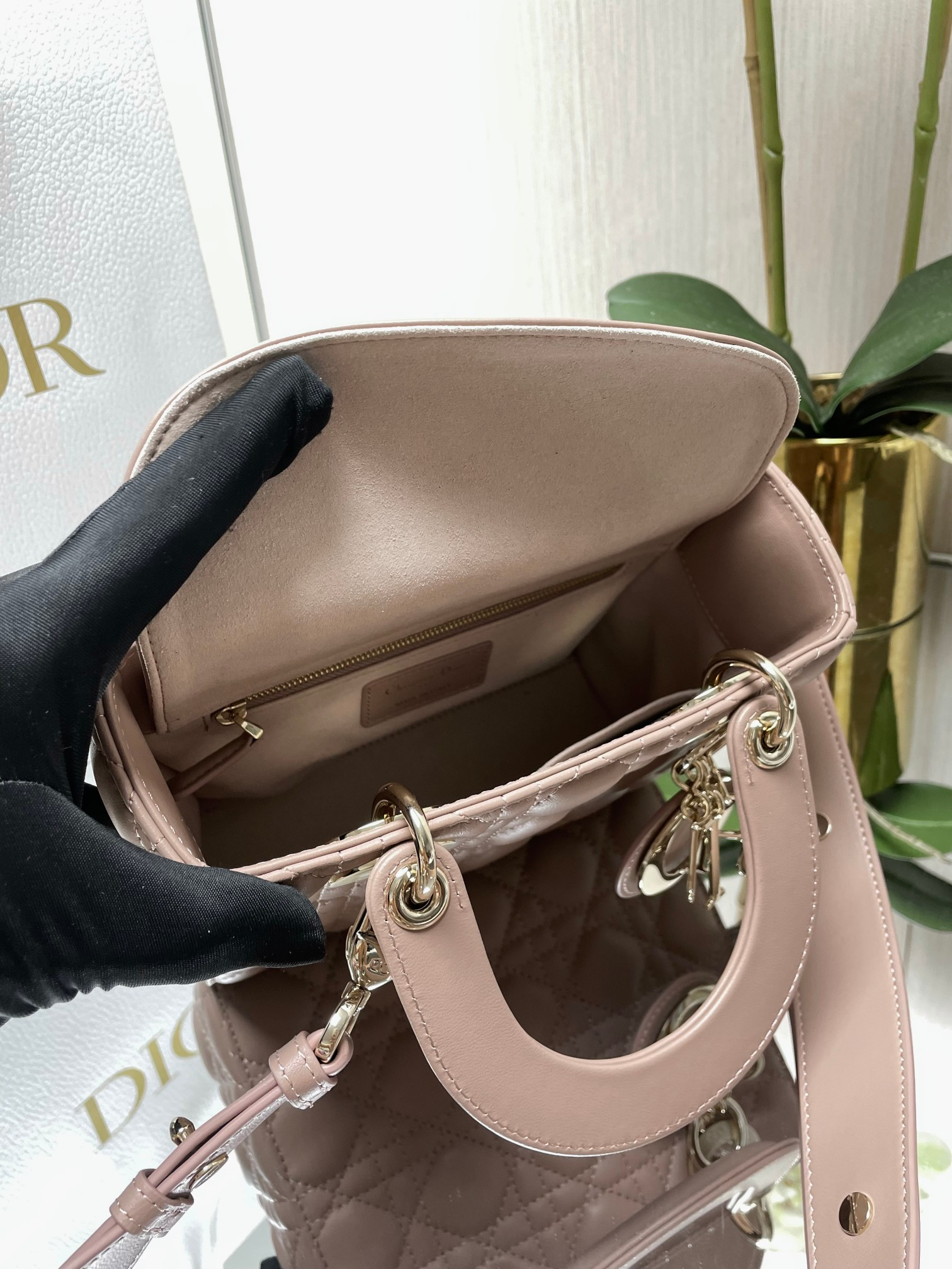Small Lady Dior My ABCDior Bag Blush 8 x 6.5 x 3 inches - Image 9