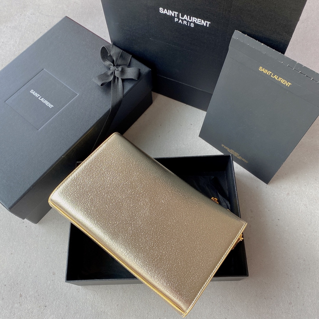 YSL KATE SMALL IN METALLIC LEATHER 20x12x5cm - Image 8