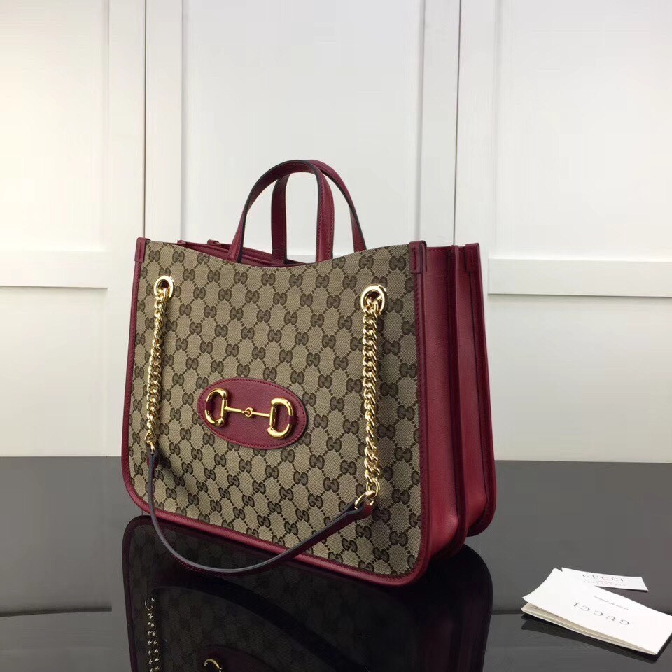 Gucci GG Unisex Gucci 1955Horsebit Large Tote Bag-Red 35x27x12cm - Image 3