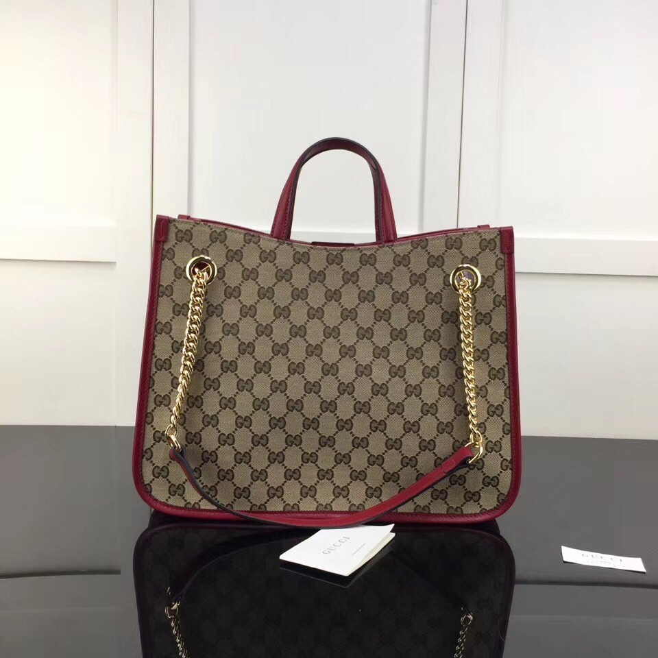 Gucci GG Unisex Gucci 1955Horsebit Large Tote Bag-Red 35x27x12cm - Image 4