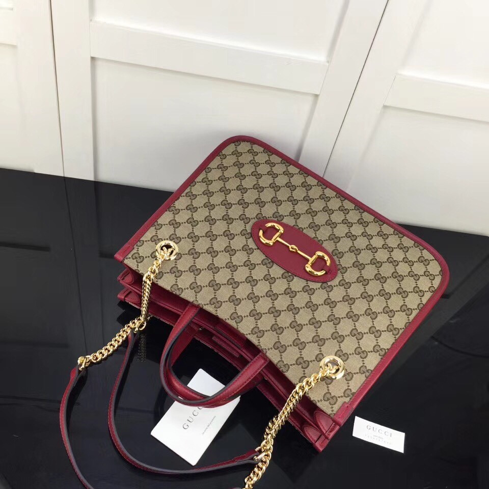Gucci GG Unisex Gucci 1955Horsebit Large Tote Bag-Red 35x27x12cm - Image 5