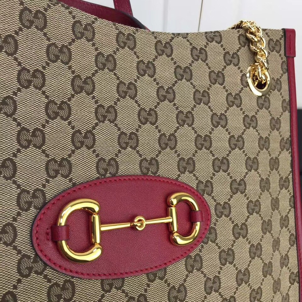 Gucci GG Unisex Gucci 1955Horsebit Large Tote Bag-Red 35x27x12cm - Image 6
