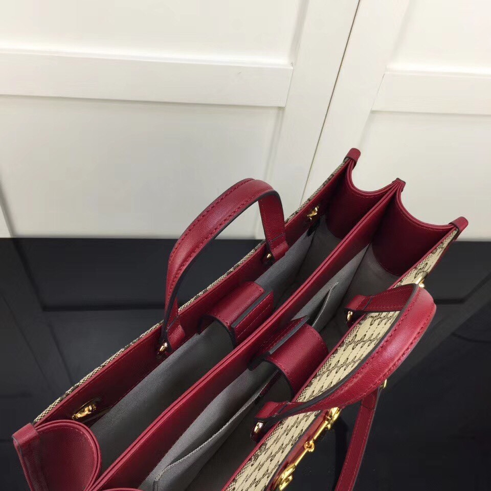 Gucci GG Unisex Gucci 1955Horsebit Large Tote Bag-Red 35x27x12cm - Image 8