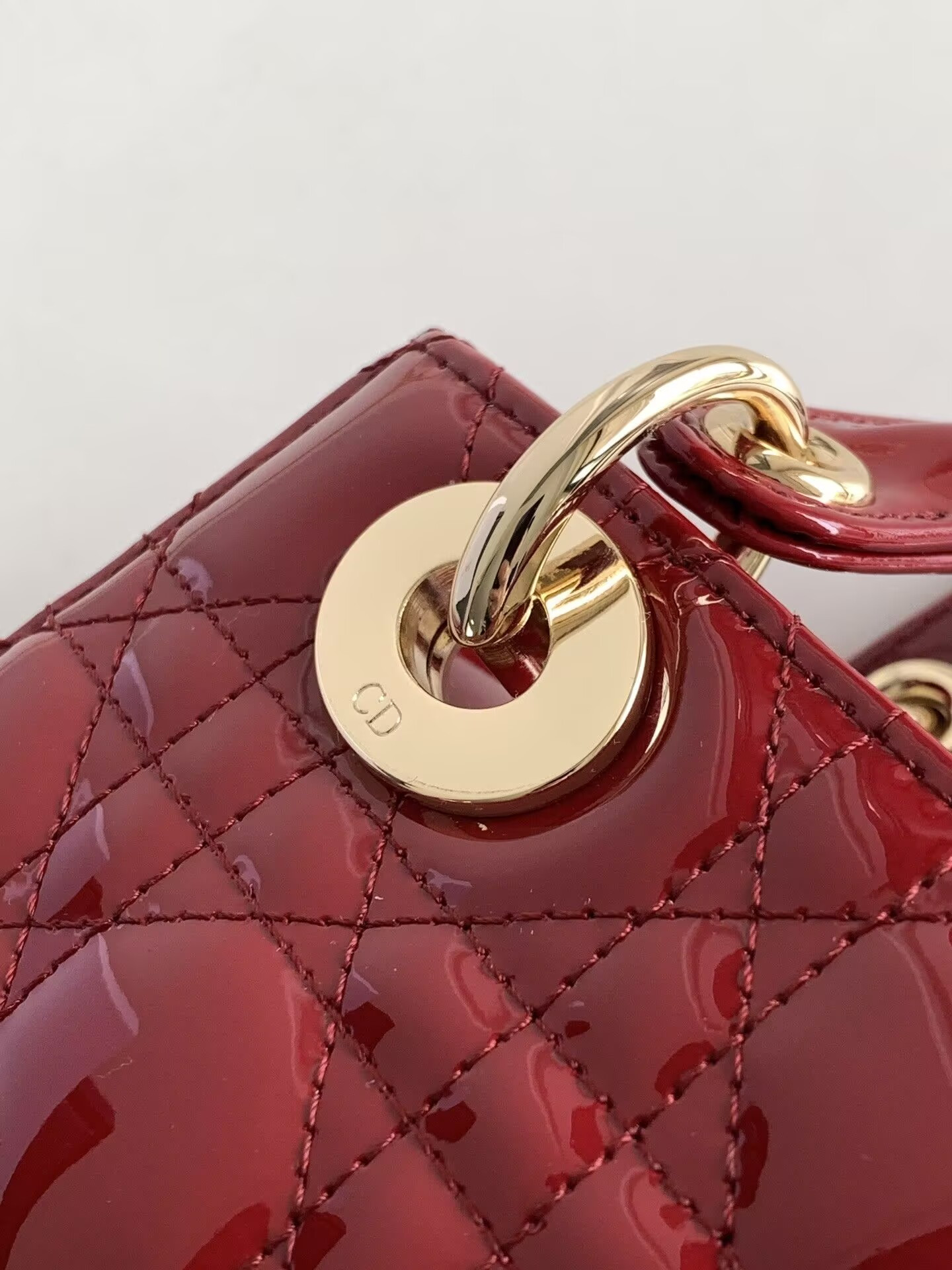 Small Lady Dior My ABCDior Bag Red Patent 8 x 6.5 x 3 inches - Image 7