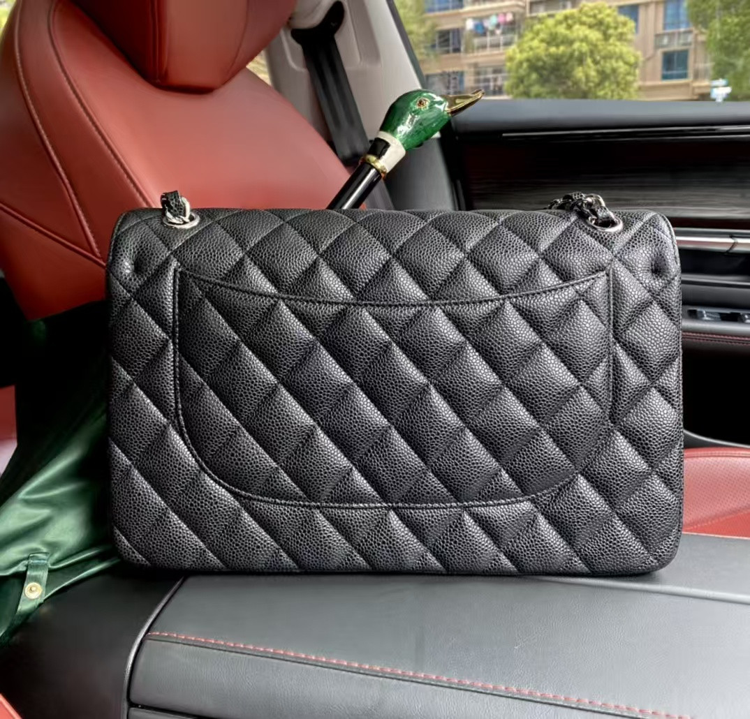 Chanel Classic Flap Jumbo 30cm CF Black Silver 19.5x30x10cm - Image 3