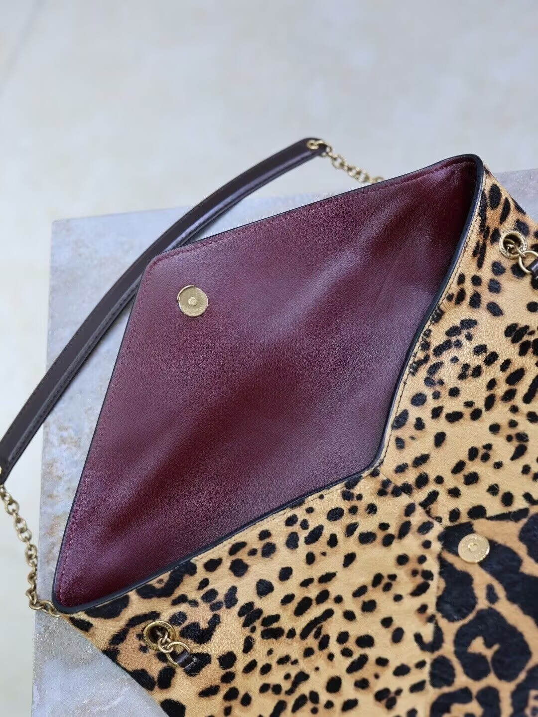 YSL CASSANDRE large pouch on chain in pony hair leather 29.5x18x5cm - Image 8