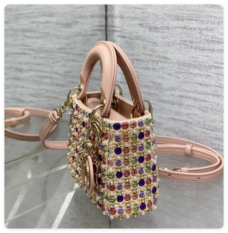 DIOR Artistic Limited Edition Three-Gusset Lady Dior Micro Bag with Heavy Bead Embroidery 12x10x5cm - Image 5