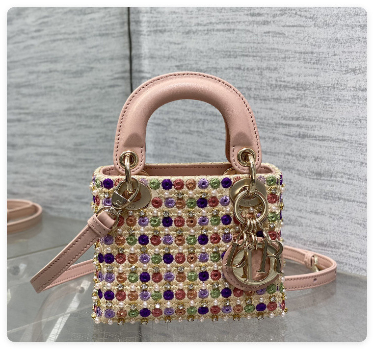 DIOR Artistic Limited Edition Three-Gusset Lady Dior Micro Bag with Heavy Bead Embroidery 12x10x5cm - Image 10