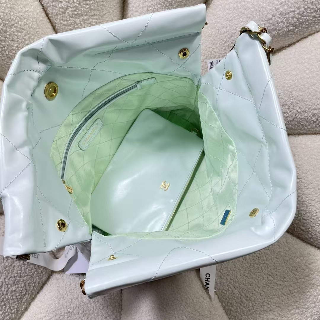 CHANEL 22 SMALL HANDBAG Light Blue 37X35X7cm - Image 7