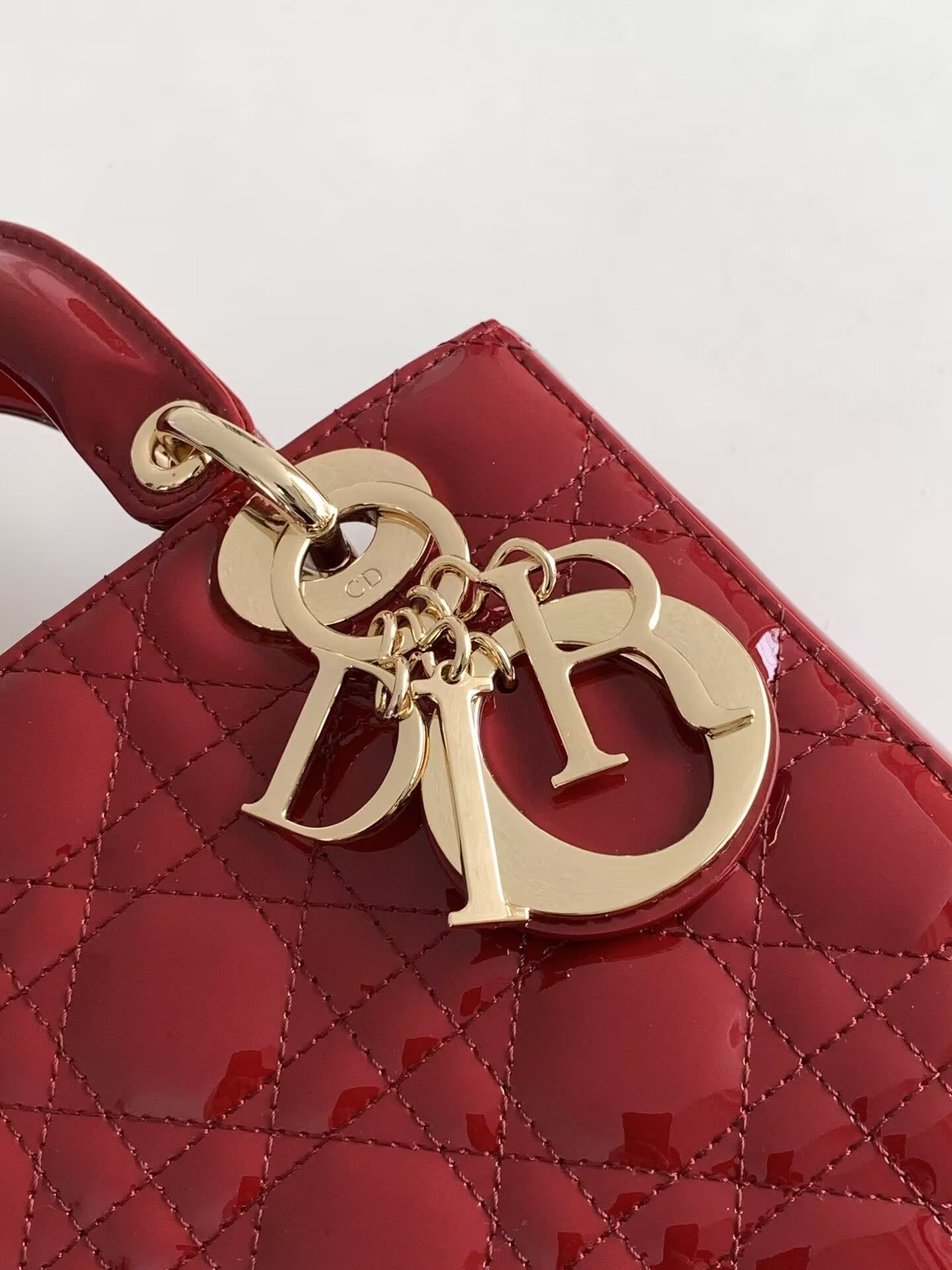 Small Lady Dior My ABCDior Bag Red Patent 8 x 6.5 x 3 inches - Image 9