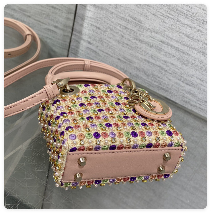 DIOR Artistic Limited Edition Three-Gusset Lady Dior Micro Bag with Heavy Bead Embroidery 12x10x5cm - Image 6