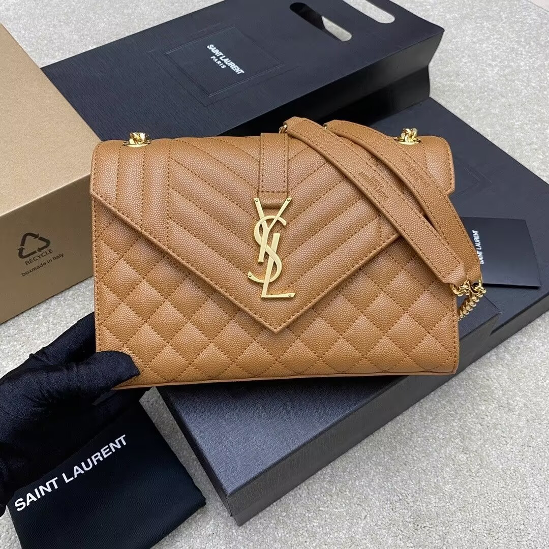 YSL ENVELOPE MEDIUM in MATELASS lambskin 24x17.5x6cm