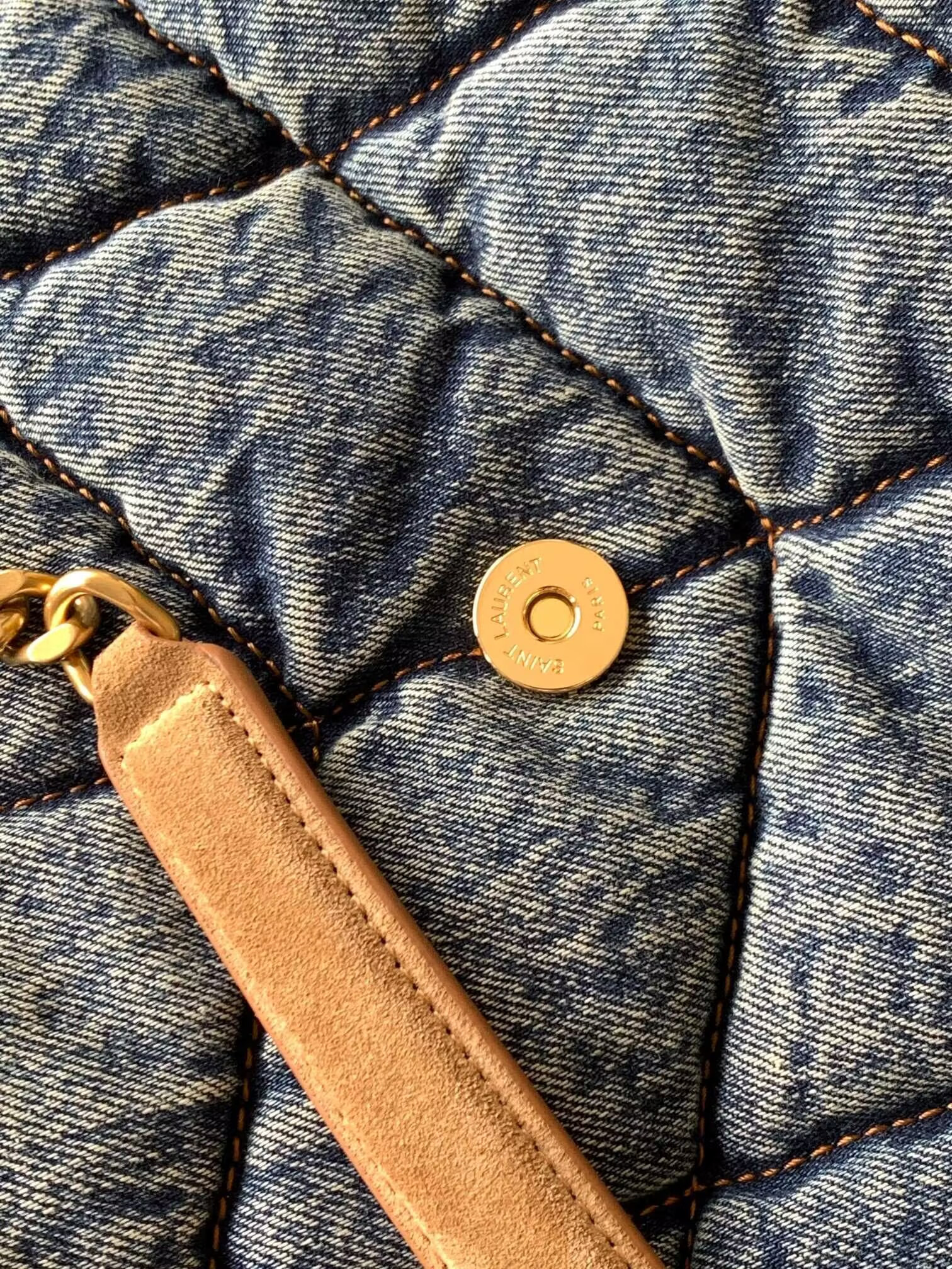 YSL PUFFER in suede and denim 35x23x13.5cm - Image 4