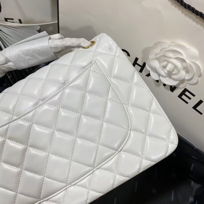 Chanel Classic Flap Jumbo 30cm CF White Gold 7.6 × 11.7 × 3.9 in - Image 6
