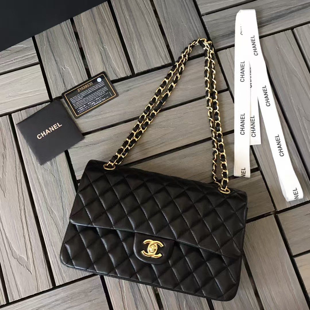 CHANEL SMALL CLASSIC HANDBAG Gold Metal Black 14.5×23×6cm