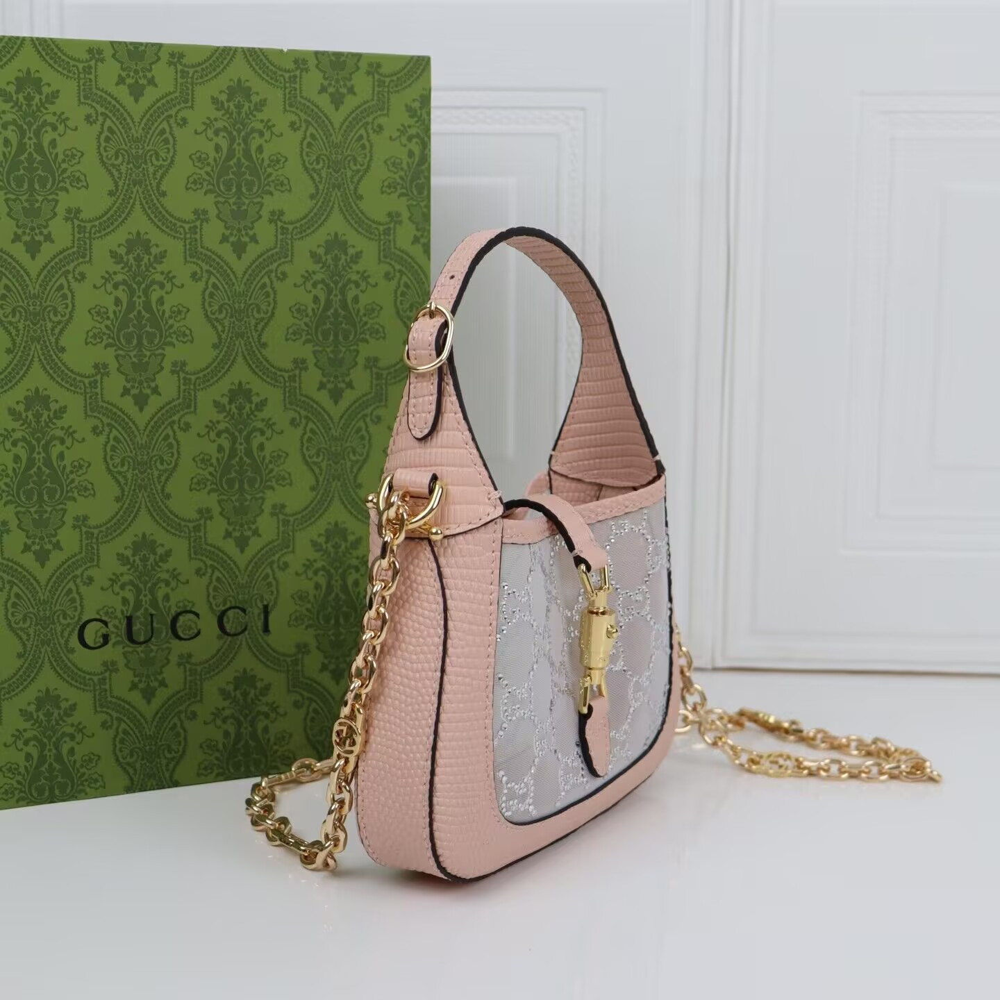 Gucci Jackie 1961 mini crystal GG lizard bag 19x13x3cm - Image 5