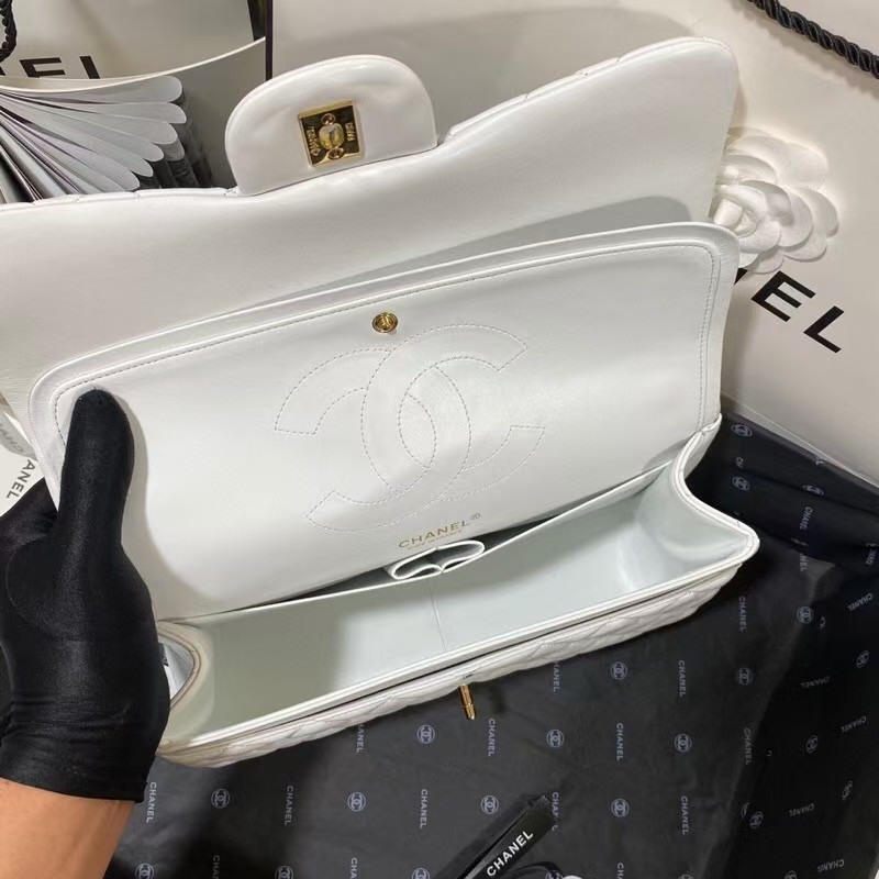 Chanel Classic Flap Jumbo 30cm CF White Gold 7.6 × 11.7 × 3.9 in - Image 8